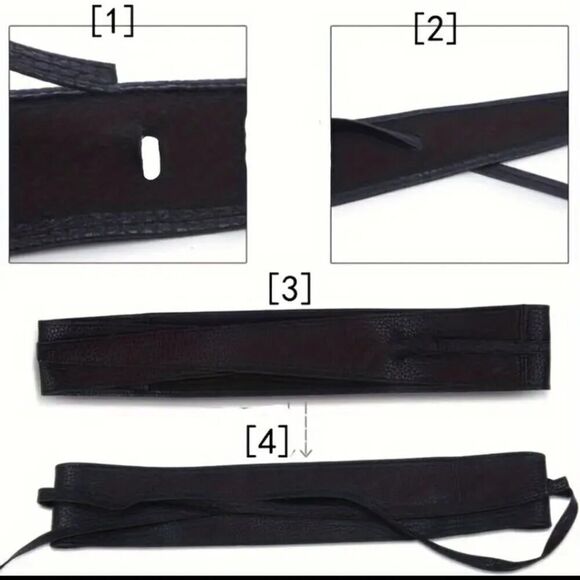 Fashionable Boho Vegan Leather Belt Wide Corset Style with Bow Tie Accent Red - Picture 3 of 4